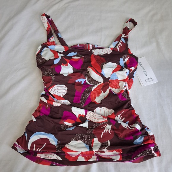 Athleta Other - Athleta Womens Bra Top Tankini Top Brown Pink White 38 B/C New Tropical Swimwear